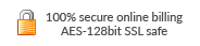 100% secure online billing AES-128bit SSL safe